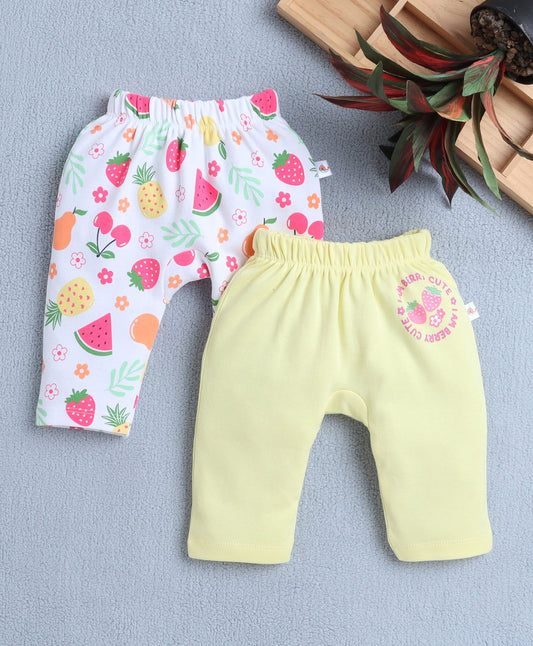SS-BMZ-50500 / White & Yellow Baby Girls Diaper Pants / Leggings / Pyjamas