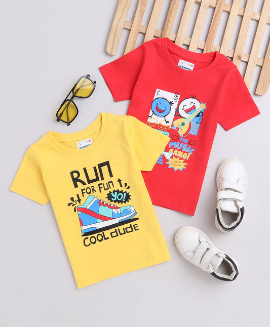 SS-BMZ-6000 / Red & Yellow Boys Half Sleeves T-Shirts